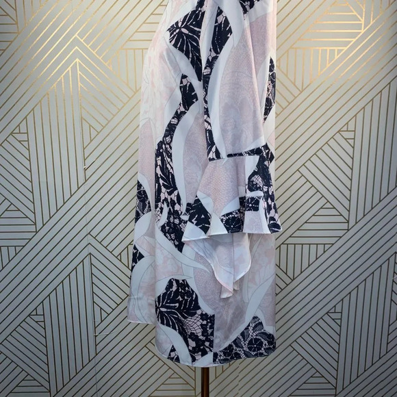 Bar III Ruffle-Sleeve Shift Dress in Pink Combo - Picture 7 of 12